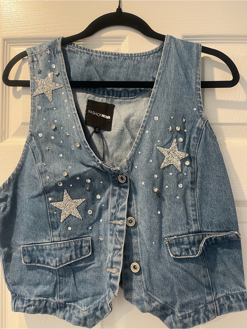 Fashion Nova Embellished Denim Vest